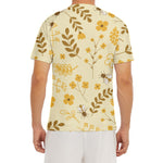 Flower Bee Pattern Print Men's Short Sleeve Rash Guard