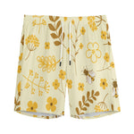 Flower Bee Pattern Print Men's Sports Shorts