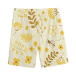 Flower Bee Pattern Print Men's Sports Shorts