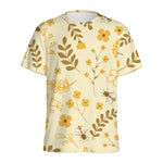 Flower Bee Pattern Print Men's Sports T-Shirt