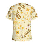 Flower Bee Pattern Print Men's Sports T-Shirt