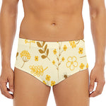 Flower Bee Pattern Print Men's Triangle Swim Briefs