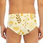 Flower Bee Pattern Print Men's Triangle Swim Briefs