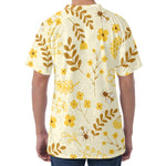 Flower Bee Pattern Print Men's Velvet T-Shirt