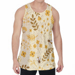 Flower Bee Pattern Print Men's Velvet Tank Top