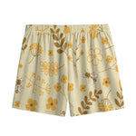 Flower Bee Pattern Print Mesh Shorts