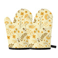 Flower Bee Pattern Print Oven Mitts