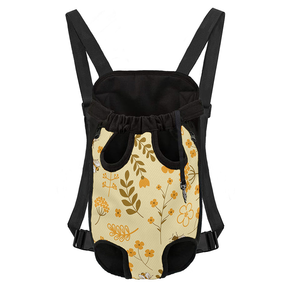 Flower Bee Pattern Print Pet Carrier Backpack