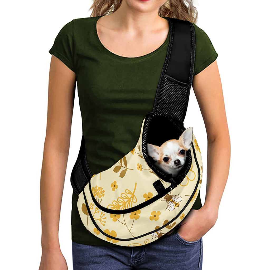 Flower Bee Pattern Print Pet Sling Carrier