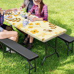 Flower Bee Pattern Print Picnic Table Cover