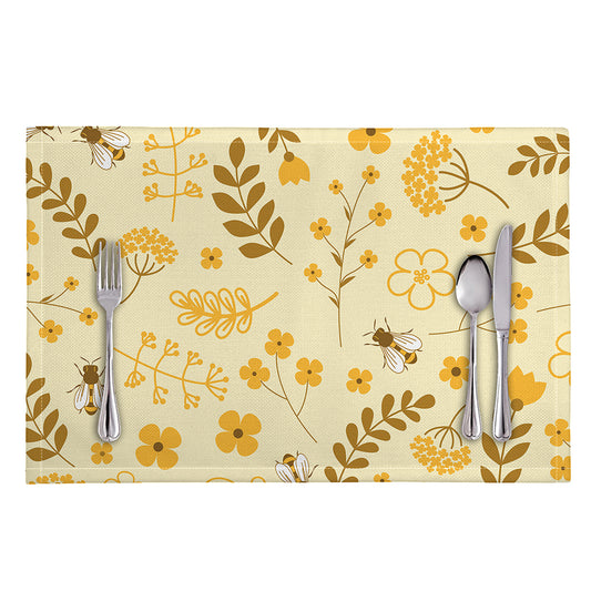 Flower Bee Pattern Print Placemat
