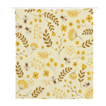 Flower Bee Pattern Print Polyester Shower Curtain