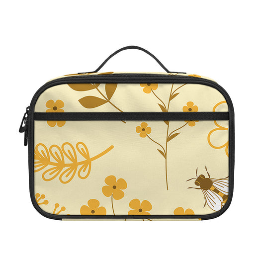 Flower Bee Pattern Print Portable Lunch Bag