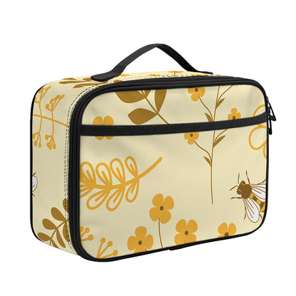 Flower Bee Pattern Print Portable Lunch Bag