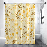 Flower Bee Pattern Print Premium Shower Curtain
