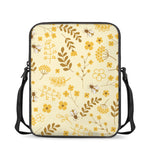 Flower Bee Pattern Print Rectangular Crossbody Bag
