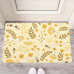 Flower Bee Pattern Print Rubber Doormat