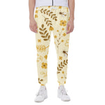 Flower Bee Pattern Print Scuba Joggers