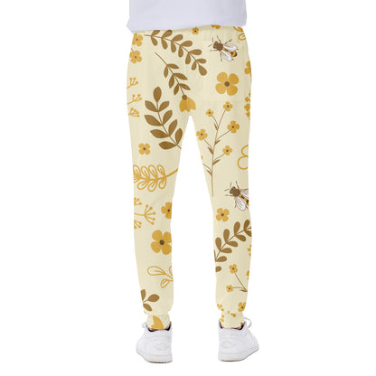 Flower Bee Pattern Print Scuba Joggers