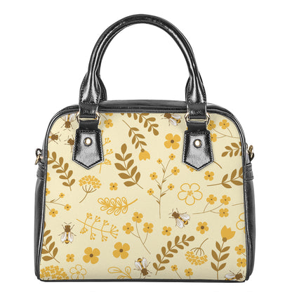 Flower Bee Pattern Print Shoulder Handbag