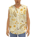 Flower Bee Pattern Print Sleeveless Baseball Jersey