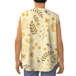 Flower Bee Pattern Print Sleeveless Baseball Jersey