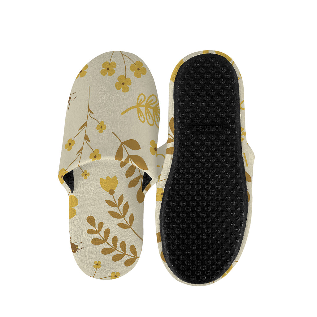Flower Bee Pattern Print Slippers