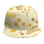 Flower Bee Pattern Print Snapback Cap