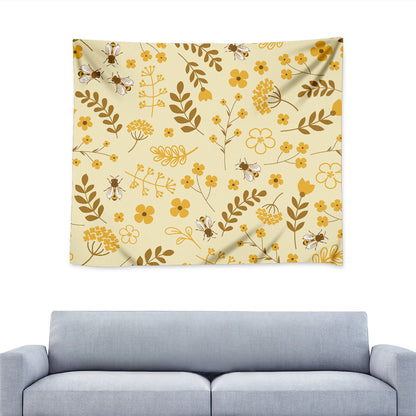 Flower Bee Pattern Print Tapestry