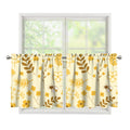 Flower Bee Pattern Print Tier Curtains