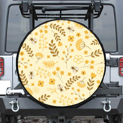 Flower Bee Pattern Print Tire Cover