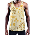 Flower Bee Pattern Print Men's Workout Tank Top