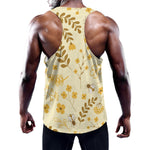 Flower Bee Pattern Print Training Tank Top