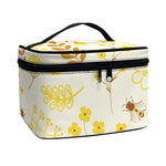 Flower Bee Pattern Print Travel Makeup Bag