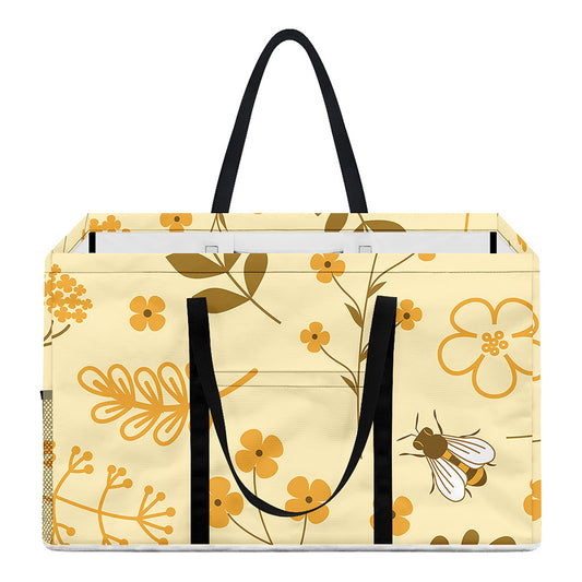 Flower Bee Pattern Print Utility Tote Bag