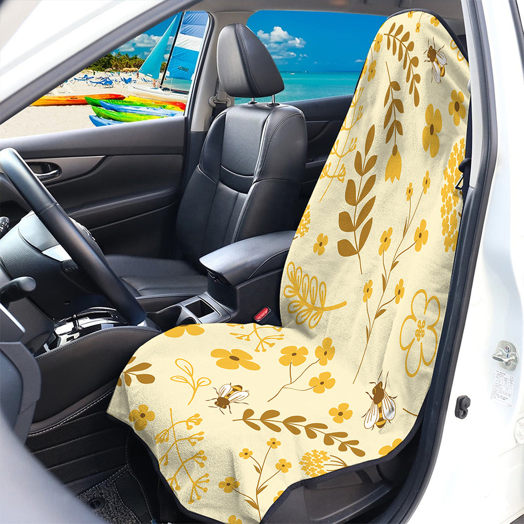 Flower Bee Pattern Print Waterproof Car Seat Cover