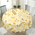 Flower Bee Pattern Print Waterproof Round Tablecloth
