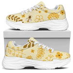 Flower Bee Pattern Print White Chunky Shoes