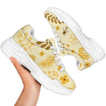 Flower Bee Pattern Print White Chunky Shoes