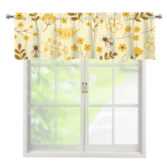 Flower Bee Pattern Print Window Valance