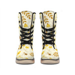 Flower Bee Pattern Print Winter Boots