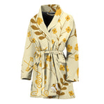 Flower Bee Pattern Print Women's Bathrobe