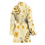 Flower Bee Pattern Print Women's Bathrobe