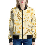 Flower Bee Pattern Print Women's Bomber Jacket