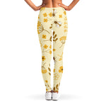 Flower Bee Pattern Print Women's Leggings