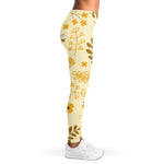 Flower Bee Pattern Print Women's Leggings