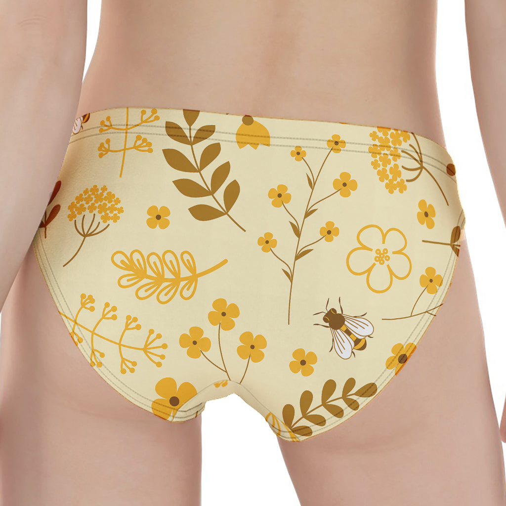 Flower Bee Pattern Print Women's Panties