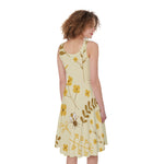 Flower Bee Pattern Print Women's Sleeveless Dress
