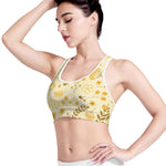 Flower Bee Pattern Print Women's Sports Bra