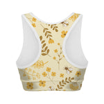 Flower Bee Pattern Print Women's Sports Bra